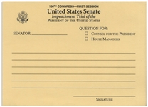 Senate Question Card for the Bill Clinton Impeachment Trial